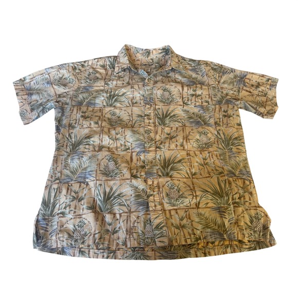 Cooke Street Other - Cooke Street Mens Hawaiian Aloha Button Up Shirt XL Tan Tropical Summer Resort